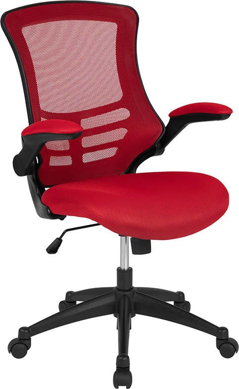 Mid-Back Black / Blue / Dark Gray / Green / Red / White Mesh Swivel Ergonomic Task Office Chair with Flip-Up Arms - BL-X-5M-BK-GG / BL-X-5M-BLUE-GG / BL-X-5M-DKGY-GG / BL-X-5M-GRN-GG / BL-X-5M-RED-GG / BL-X-5M-WH-GG ADRIAN'S ELECTRONICS