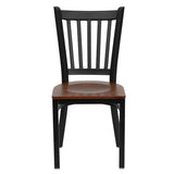 HERCULES Series Black Vertical Back Metal Restaurant Chair - Cherry Wood Seat [XU-DG-6Q2B-VRT-CHYW-GG] Pie's Variety Store