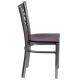 HERCULES Series Clear Coated ''X'' Back Metal Restaurant Chair - Cherry Wood Seat [XU-6FOB-CLR-CHYW-GG] Pie's Variety Store