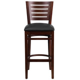 Darby Series Slat Back Walnut Wood Restaurant Barstool - Black Vinyl Seat [XU-DG-W0108BBAR-WAL-BLKV-GG] Pie's Variety Store