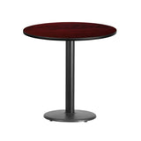 30'' Round Black Laminate Table Top with 18'' Round Table Height Base [XU-RD-30-BLKTB-TR18-GG] Fl Furniture