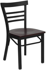 HERCULES Series Black Three-Slat Ladder Back Metal Restaurant Chair - Cherry Wood Seat [XU-DG6Q6B1LAD-CHYW-GG] Pie's Variety Store