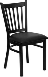 HERCULES Series Black Vertical Back Metal Restaurant Chair - Black Vinyl Seat [XU-DG-6Q2B-VRT-BLKV-GG] Pie's Variety Store