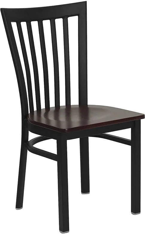 HERCULES Series Black School House Back Metal Restaurant Chair - Cherry Wood Seat [XU-DG6Q4BSCH-CHYW-GG] Pie's Variety Store