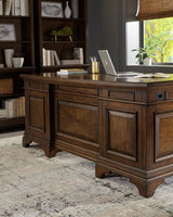Hartshill Executive Desk With File Cabinets Burnished Oak - 881281 Pie's Variety Store