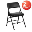 HERCULES Series Metal Folding Chairs with Padded Seats | Set of 2 Black Metal Folding Chairs [2-HA-MC309AV-BK-GG] Pie's Variety Store