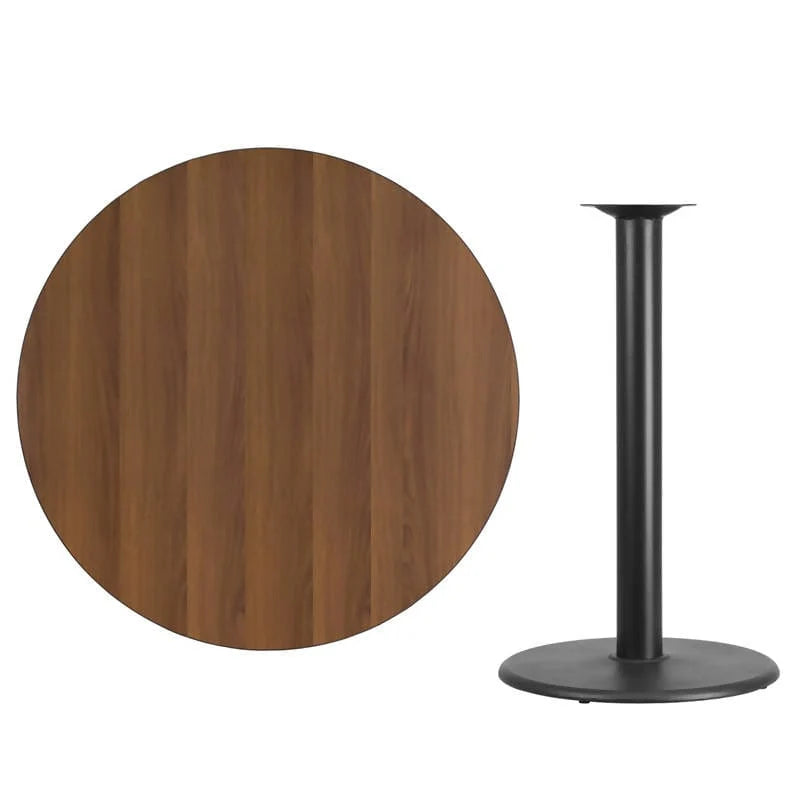 42'' Round Black Laminate Table Top with 24'' Round Bar Height Table Base [XU-RD-42-BLKTB-TR24B-GG] Pie's Variety Store