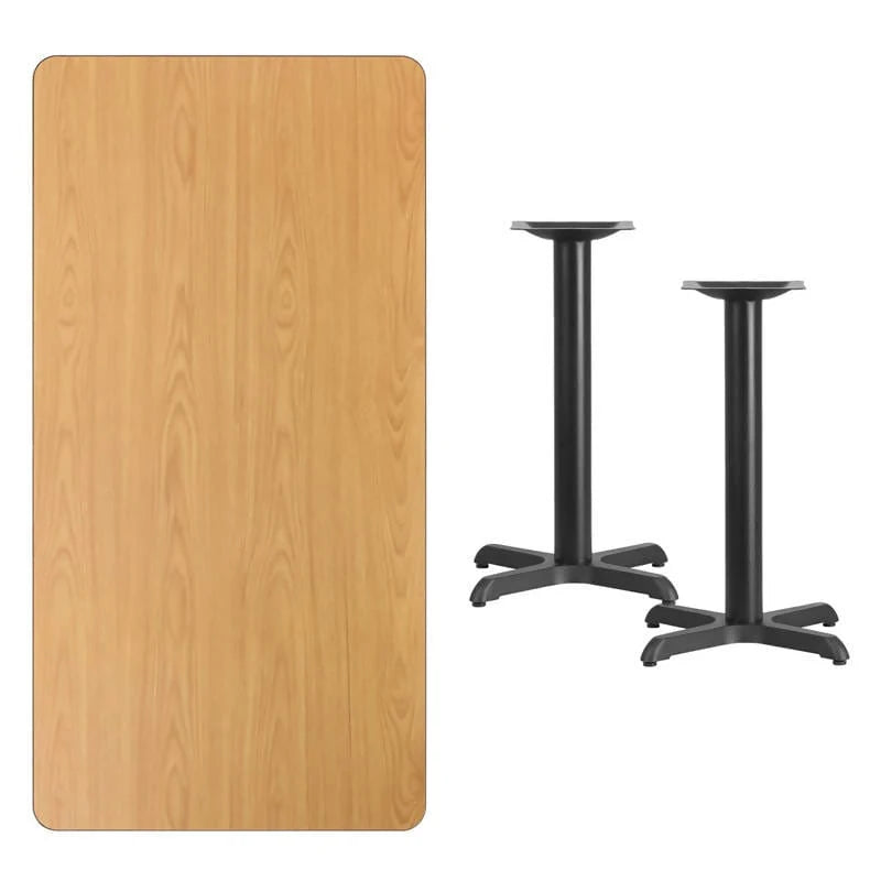30'' x 60'' Rectangular Black Laminate Table Top with 22'' x 22'' Table Height Bases [XU-BLKTB-3060-T2222-GG] Pie's Variety Store