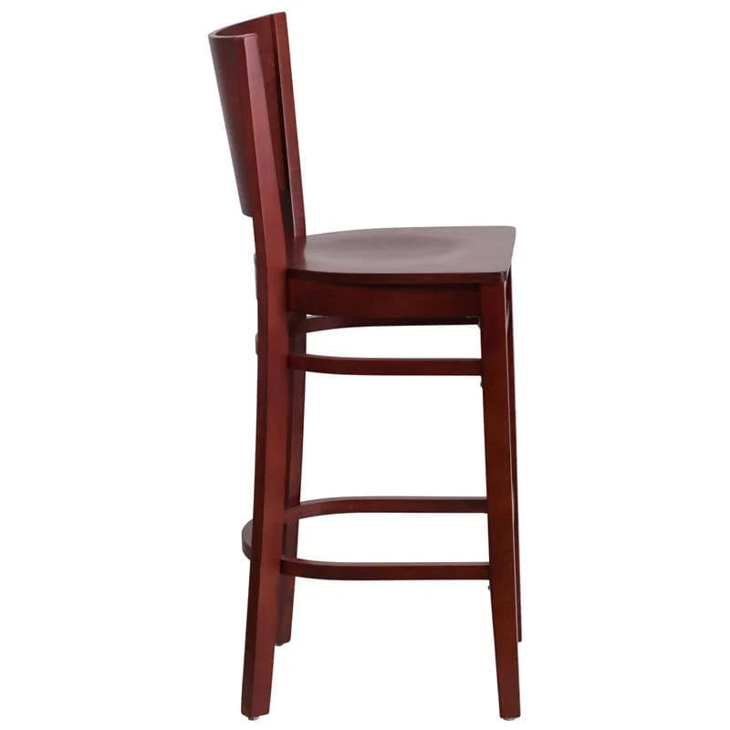 Lacey Series Solid Back Mahogany Wood Restaurant Barstool [XU-DG-W0094BAR-MAH-MAH-GG] Pie's Variety Store