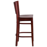 Lacey Series Solid Back Mahogany Wood Restaurant Barstool [XU-DG-W0094BAR-MAH-MAH-GG] Pie's Variety Store