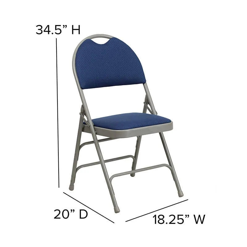 2 Pk. HERCULES Series Ultra-Premium Triple Braced Navy Fabric Metal Folding Chair with Easy-Carry Handle [2-HA-MC705AF-3-NVY-GG] Fl Furniture