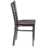 HERCULES Series Clear Coated ''X'' Back Metal Restaurant Chair - Cherry Wood Seat [XU-6FOB-CLR-CHYW-GG] Pie's Variety Store