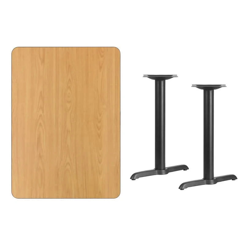 30'' x 42'' Rectangular Black Laminate Table Top with 5'' x 22'' Table Height Bases [XU-BLKTB-3042-T0522-GG] Fl Furniture