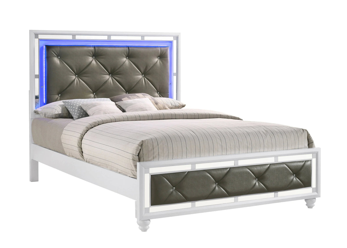 Whitaker Queen Bed With LED Lighting White - 223331Q Pie's Variety Store