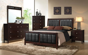 Carlton Queen Upholstered Bed Cappuccino And Black 4 PIECE Set - SET4PC202091Q Pie's Variety Store