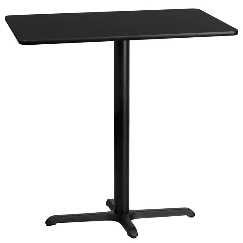 24'' x 42'' Rectangular Black Laminate Table Top with 23.5'' x 29.5'' Bar Height Table Base [XU-BLKTB-2442-T2230B-GG] Fl Furniture
