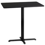 24'' x 42'' Rectangular Black Laminate Table Top with 23.5'' x 29.5'' Bar Height Table Base [XU-BLKTB-2442-T2230B-GG] Fl Furniture