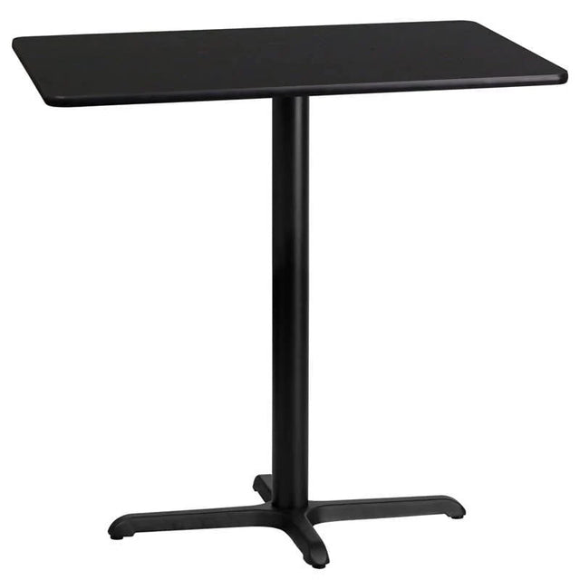 24'' x 42'' Rectangular Black Laminate Table Top with 23.5'' x 29.5'' Bar Height Table Base [XU-BLKTB-2442-T2230B-GG] Fl Furniture