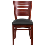 Darby Series Slat Back Mahogany Wood Restaurant Chair - Black Vinyl Seat [XU-DG-W0108-MAH-BLKV-GG] Pie's Variety Store