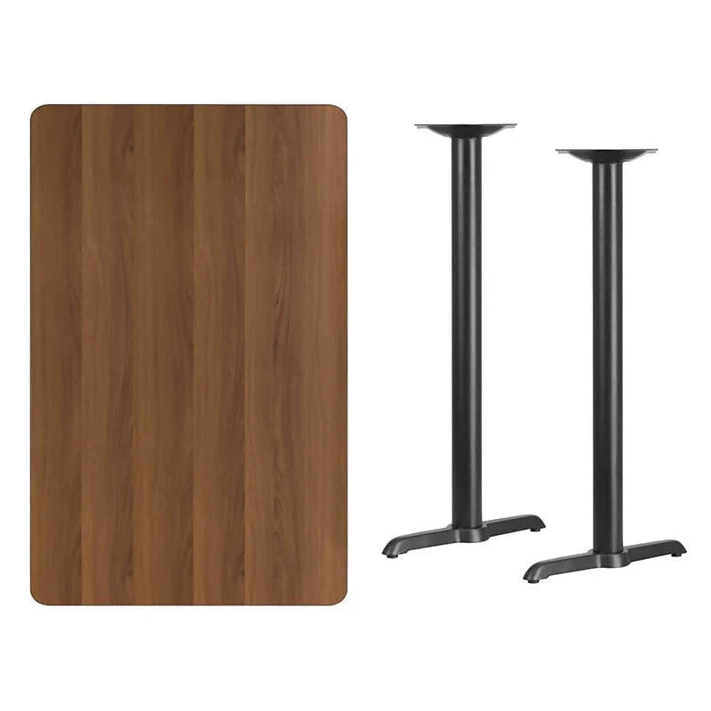 30'' x 48'' Rectangular Black Laminate Table Top with 5'' x 22'' Bar Height Table Bases [XU-BLKTB-3048-T0522B-GG] Pie's Variety Store