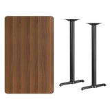 30'' x 48'' Rectangular Black Laminate Table Top with 5'' x 22'' Bar Height Table Bases [XU-BLKTB-3048-T0522B-GG] Pie's Variety Store