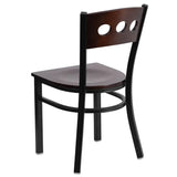 HERCULES Series Black 3 Circle Back Metal Restaurant Chair - Walnut Wood Back & Seat [XU-DG-6Y2B-WAL-MTL-GG] Pie's Variety Store