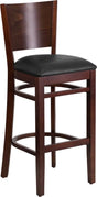 Lacey Series Solid Back Walnut Wood Restaurant Barstool - Black Vinyl Seat [XU-DG-W0094BAR-WAL-BLKV-GG] Pie's Variety Store