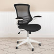 Mid-Back Mesh Swivel Ergonomic Task Office Chair with White Frame and Flip-Up Arms - BL-X-5M-WH-BK-GG / BL-X-5M-WH-BLUE-GG / BL-X-5M-WH-GY-GG / BL-X-5M-WH-TAN-GG / BL-X-5M-WH-WH-GG ADRIAN'S ELECTRONICS