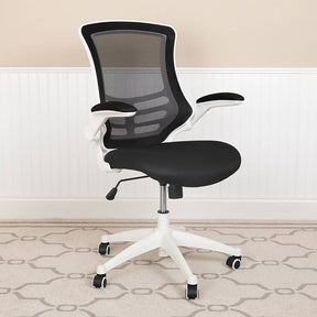 Mid-Back Mesh Swivel Ergonomic Task Office Chair with White Frame and Flip-Up Arms - BL-X-5M-WH-BK-GG / BL-X-5M-WH-BLUE-GG / BL-X-5M-WH-GY-GG / BL-X-5M-WH-TAN-GG / BL-X-5M-WH-WH-GG ADRIAN'S ELECTRONICS