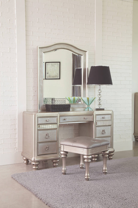 9-Drawer Vanity Desk Metallic Platinum Its stylish functionality will instantly upgrade your daily routine.- 204187 COASTMEGA