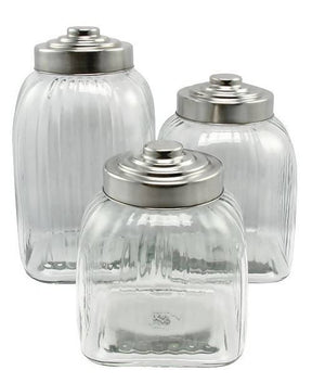 Gibson Cottage Chic 3 Pc Canister Set with Stainless Steel Lid - 08508131360 Pie's Variety Store
