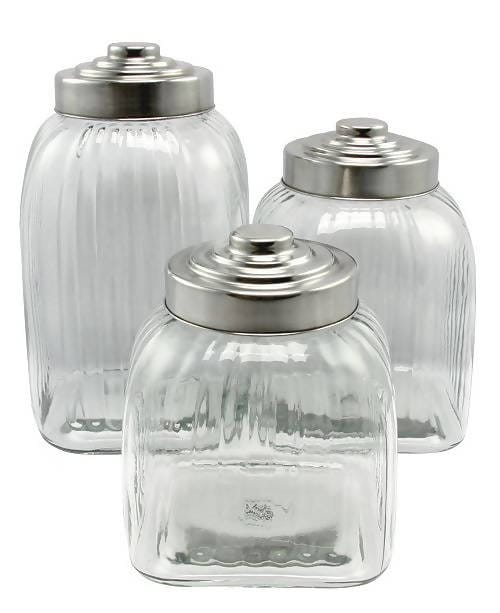 Gibson Cottage Chic 3 Pc Canister Set with Stainless Steel Lid - 08508131360 Pie's Variety Store