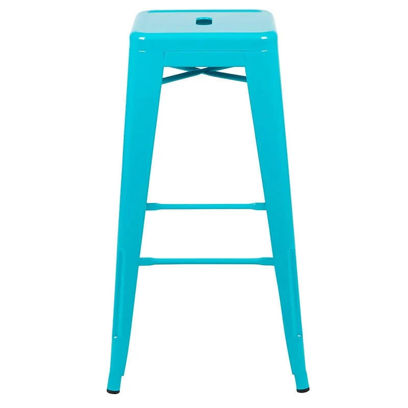 30" High Metal Indoor Bar Stool in Teal - Stackable Set of 4 [4-ET-31320-30-TL-R-GG] Fl Furniture