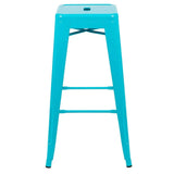 30" High Metal Indoor Bar Stool in Teal - Stackable Set of 4 [4-ET-31320-30-TL-R-GG] Fl Furniture
