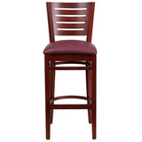 Darby Series Slat Back Mahogany Wood Restaurant Barstool - Black Vinyl Seat [XU-DG-W0108BBAR-MAH-BLKV-GG] Pie's Variety Store