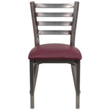 HERCULES Series Clear Coated Ladder Back Metal Restaurant Chair - Black Vinyl Seat [XU-DG694BLAD-CLR-BLKV-GG] Pie's Variety Store