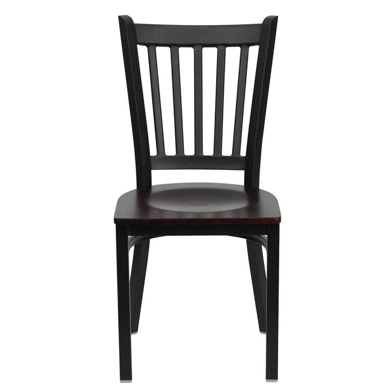 HERCULES Series Black Vertical Back Metal Restaurant Chair - Cherry Wood Seat [XU-DG-6Q2B-VRT-CHYW-GG] Pie's Variety Store