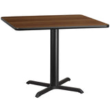 42'' Square Black Laminate Table Top with 33'' x 33'' Table Height Base [XU-BLKTB-4242-T3333-GG] Pie's Variety Store