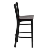 HERCULES Series Black Vertical Back Metal Restaurant Barstool - Cherry Wood Seat [XU-DG-6R6B-VRT-BAR-CHYW-GG] Pie's Variety Store