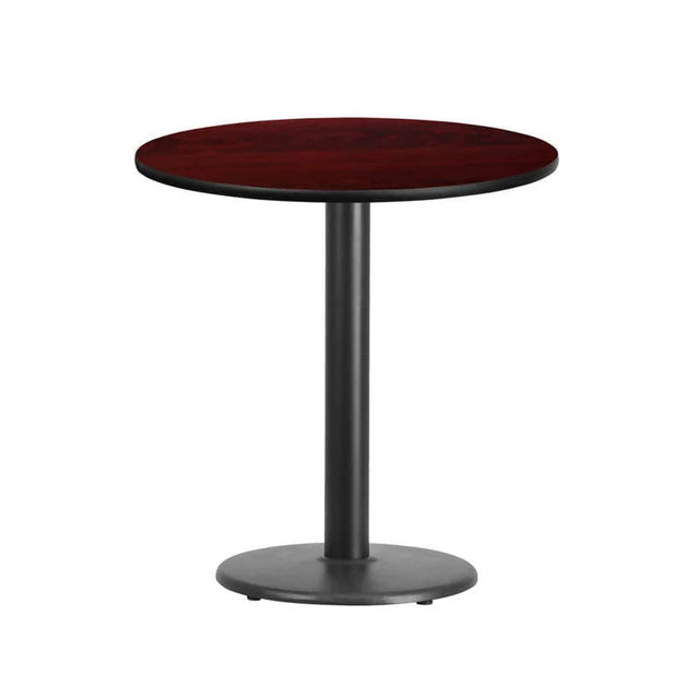 24'' Round Black Laminate Table Top with 18'' Round Table Height Base [XU-RD-24-BLKTB-TR18-GG] Fl Furniture