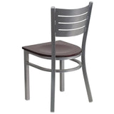 HERCULES Series Silver Slat Back Metal Restaurant Chair - Cherry Wood Seat [XU-DG-60401-CHYW-GG] Pie's Variety Store