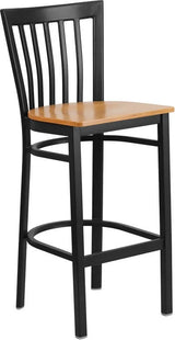 HERCULES Series Black School House Back Metal Restaurant Barstool - Cherry Wood Seat [XU-DG6R8BSCH-BAR-CHYW-GG] Pie's Variety Store