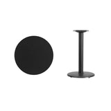 24'' Round Black Laminate Table Top with 18'' Round Table Height Base [XU-RD-24-BLKTB-TR18-GG] Fl Furniture