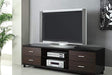 Coaster 4-Drawer TV Console In Glossy Black And Walnut Finish 700826 COSMEGA