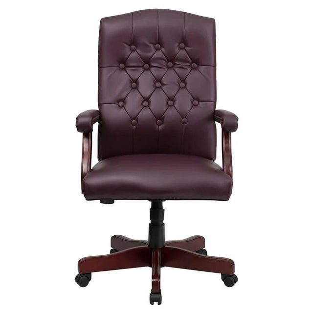Martha Washington Burgundy LeatherSoft Executive Swivel Office Chair with Arms [801L-LF0019-BY-LEA-GG] Pie's Variety Store