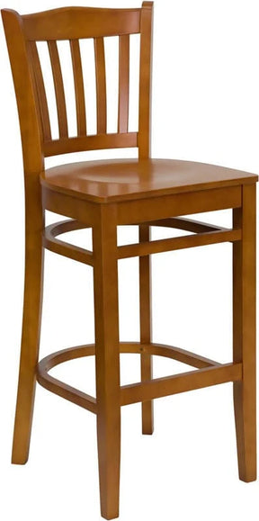 HERCULES Series Vertical Slat Back Cherry Wood Restaurant Barstool [XU-DGW0008BARVRT-CHY-GG] Pie's Variety Store
