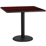 42'' Square Black Laminate Table Top with 24'' Round Table Height Base [XU-BLKTB-4242-TR24-GG] Pie's Variety Store