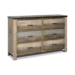 Sembene 6-Drawer Dresser Antique Multi-Color Collection: Add A Touch Of Rustic Charm To Your Bedroom Decor. This Wooden Dresser Is Finished In Pleasing Earth Tones