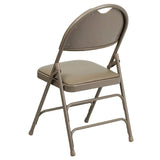 2 Pk. HERCULES Series Ultra-Premium Triple Braced Beige Vinyl Metal Folding Chair with Easy-Carry Handle [2-HA-MC705AV-3-BGE-GG] Fl Furniture