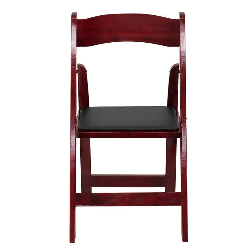 2 Pk. HERCULES Series Mahogany Wood Folding Chair with Vinyl Padded Seat [2-XF-2903-MAH-WOOD-GG] Fl Furniture